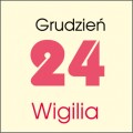 Kartka z kalendarza z datą 24 grudnia, Wigilią.