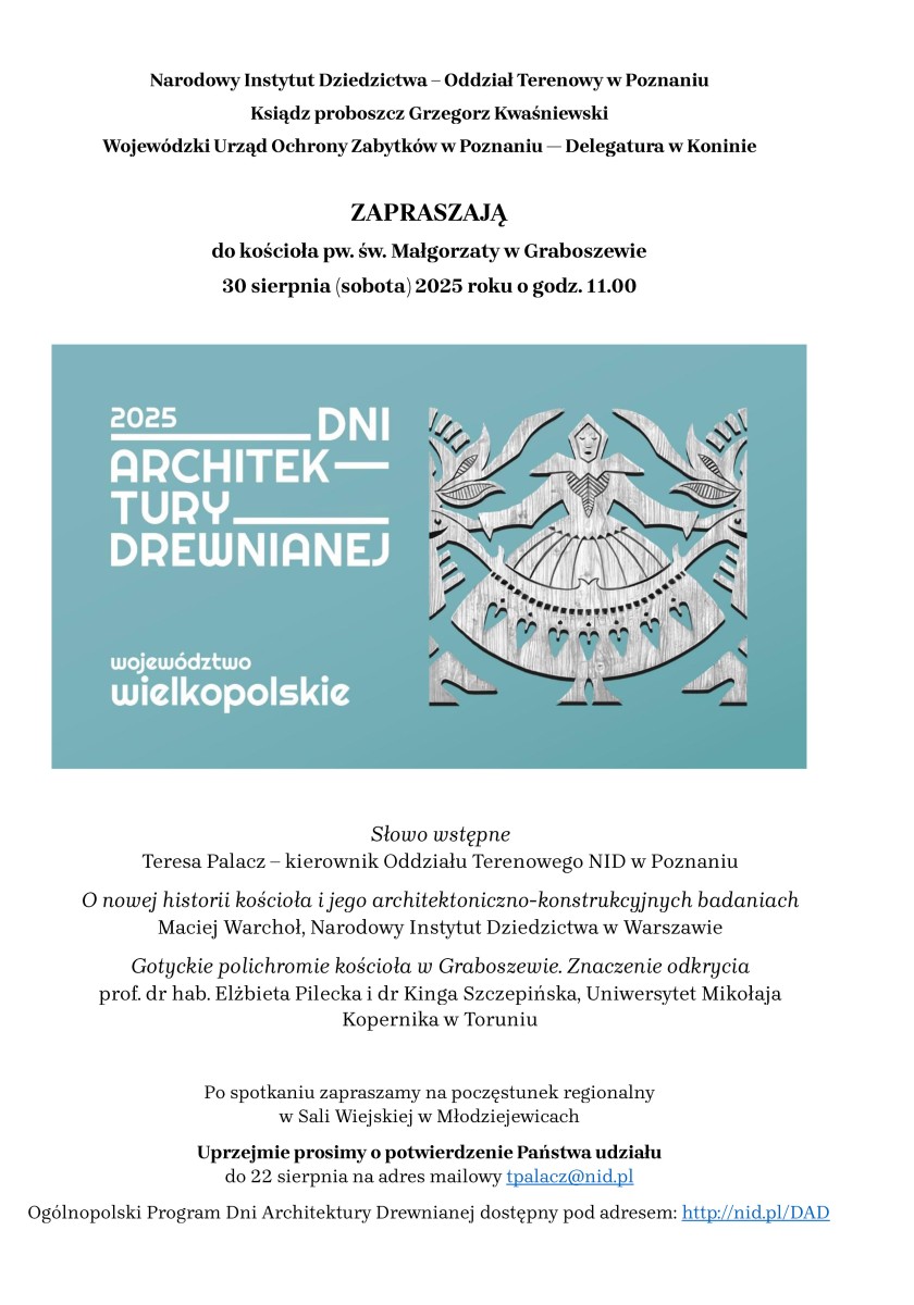 Plakat informujący o Dniach Architektury Drewnianej